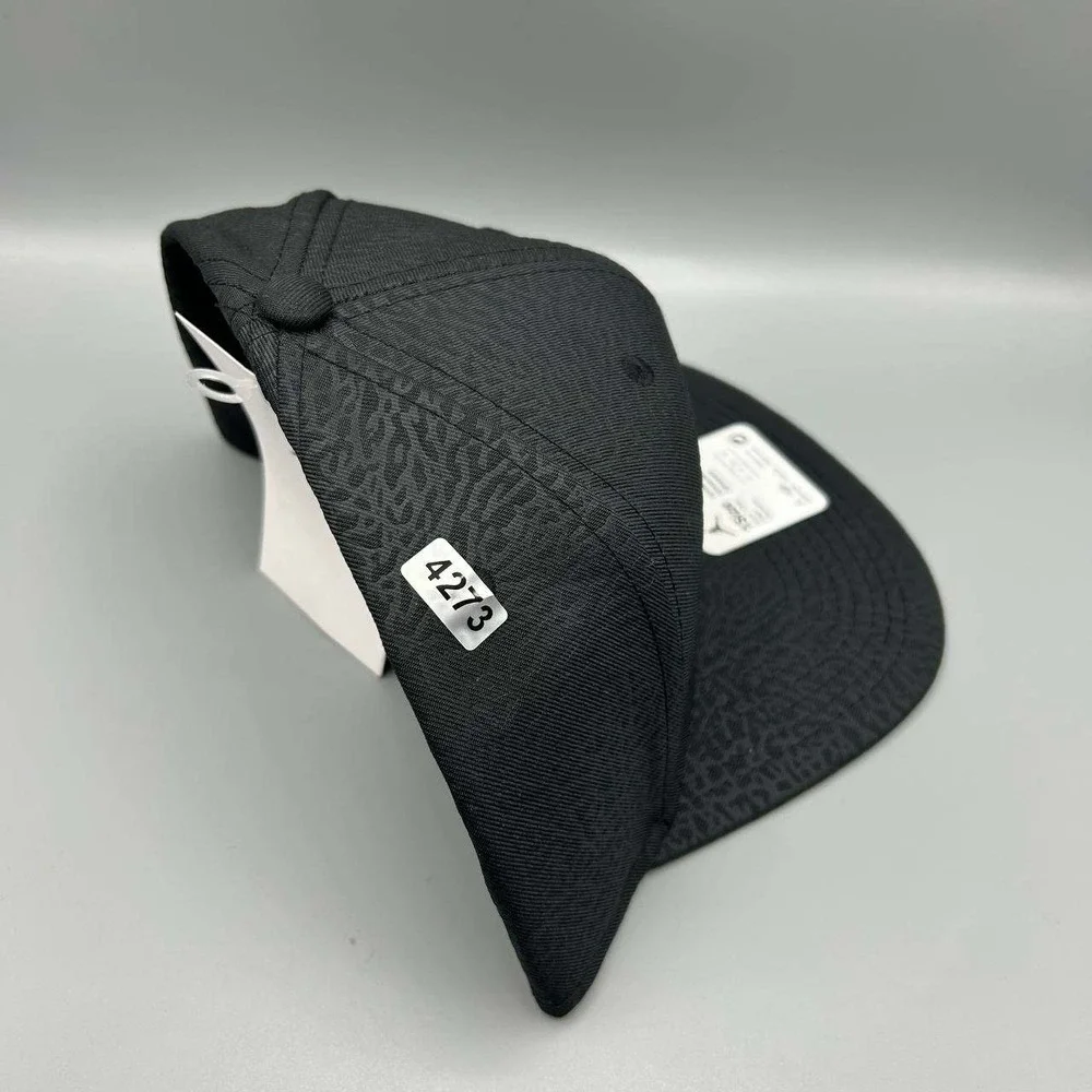 Air Jordan Hat Men‎ Black Cement Elephant Metal Logo Jumpman Snap Back Cap New